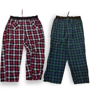 Women’s Déesse Plaid Pyjamas Pant 2 Set Green Blue Plaid & Pink Blue Plaid